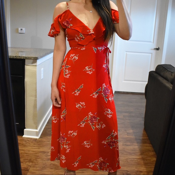 LAST 1️⃣ Floral Ruffle Midi Dress Side Slit - Picture 4 of 6